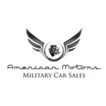 americanmotors Logo mit schwarzem Flügel-Design und Schriftzug American Motors Military Car Sales darunter.