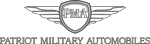 Logo von Patriot Military Automobiles mit einem geschwungenen Schild und Flügeln.